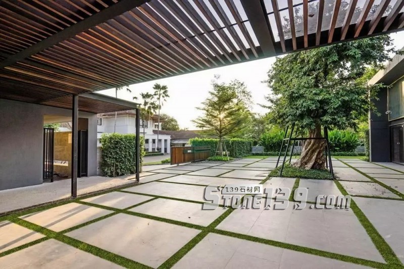 創意景觀設計，石材嵌草鋪裝惹人醉