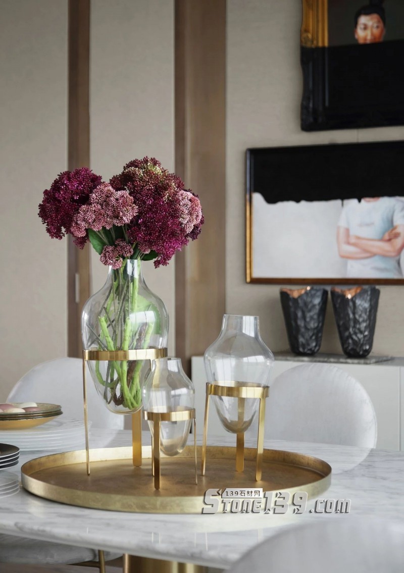 淺色大理石+黃銅，輕奢別墅裝飾 有質感有品味的生活