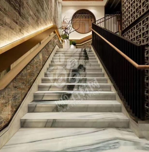 美呆了！大理石樓梯追紋（水刀拼花）效果制作工藝全流程介紹